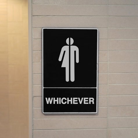 Genderneutrales WC-Schild.