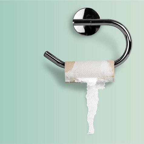 Eine leere Rolle Toilettenpapier – kein Problem mit Dusch-WC!