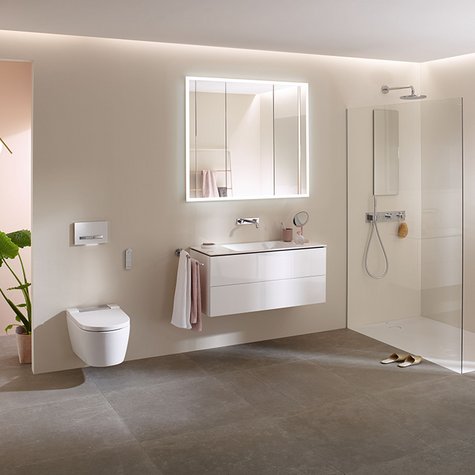 Bad mit Dusch-WC Geberit AqauClean Sela