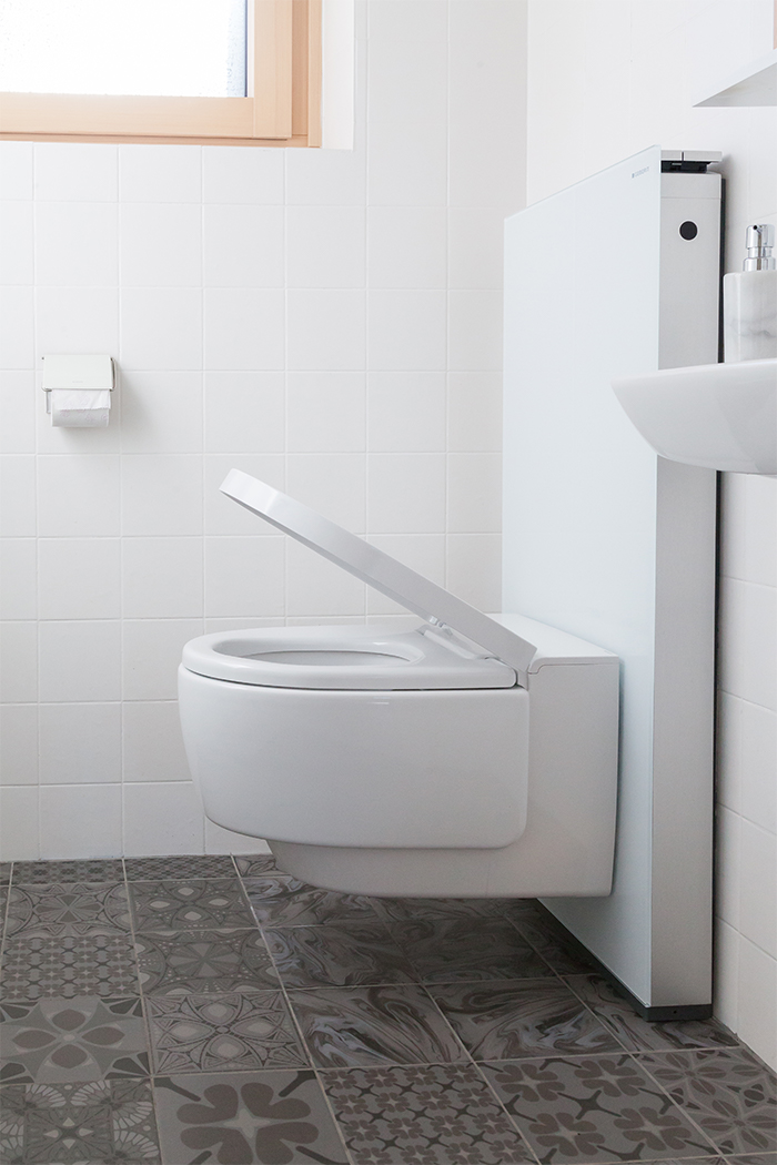 Geberit AquaClean Mera Comfort vor Monolith Sanitärmodul. © wohnprojekt