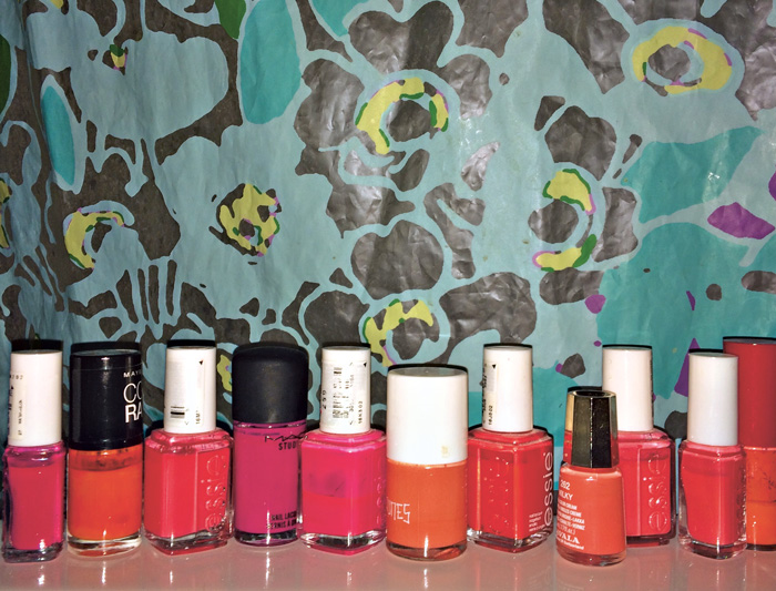 Nagellack, rot, Tapete, Badezimmer