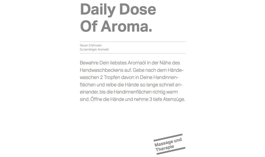 Daily Dose Of Spa, Spa-Momente, Tipps, Aroma