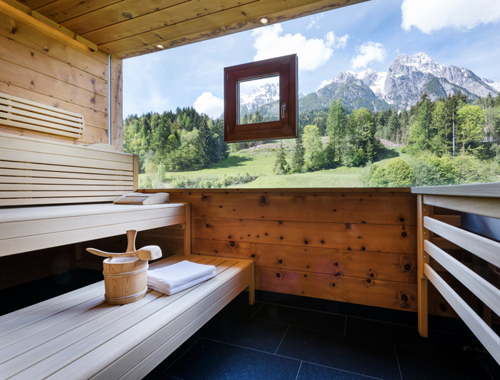 Mama Thresl, Hotel, AquaClean Sela, Klettern, Wellness, Wandern, Alpen, Salzburger Land, Design, Urlaub, Sauna, Panorama, Spa