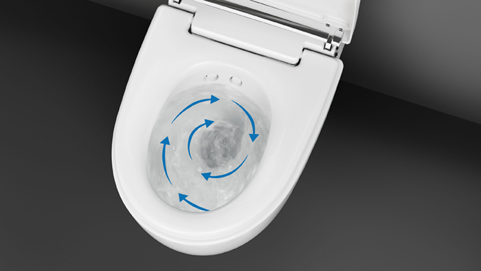 WC-Schüssel von Geberit mit TurboFlush Technologie.