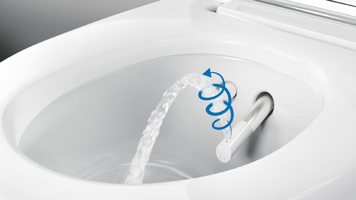 WhirlSpray Technologie des Geberit AquaClean Mera Dusch-WCs.